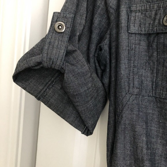 NEW YORK & COMPANY BELTED SHIRT DRESS SZ.8 COTTON 3/4 SLEEVES 1/2 HALF BOTTON $$ - Picture 7 of 10